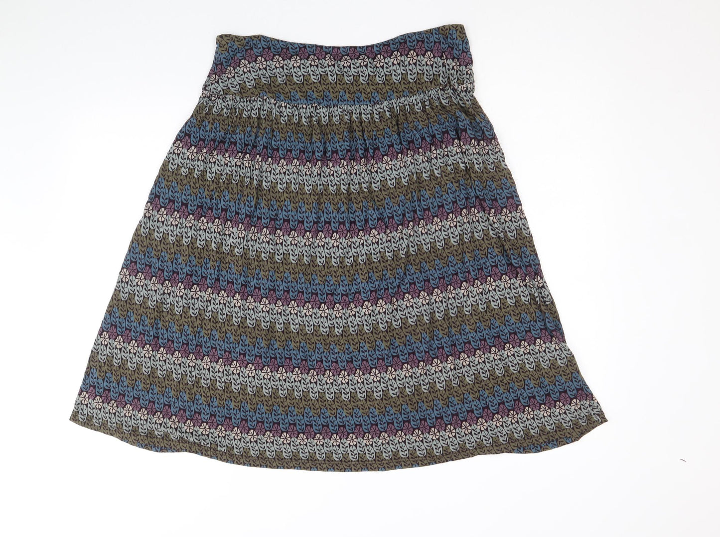 Seasalt Womens Multicoloured Geometric Viscose Swing Skirt Size 12