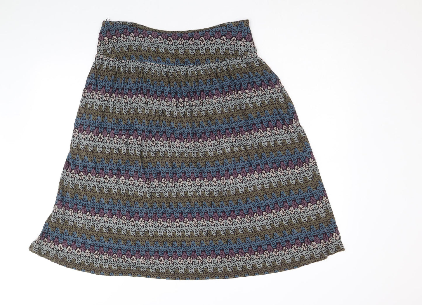 Seasalt Womens Multicoloured Geometric Viscose Swing Skirt Size 12