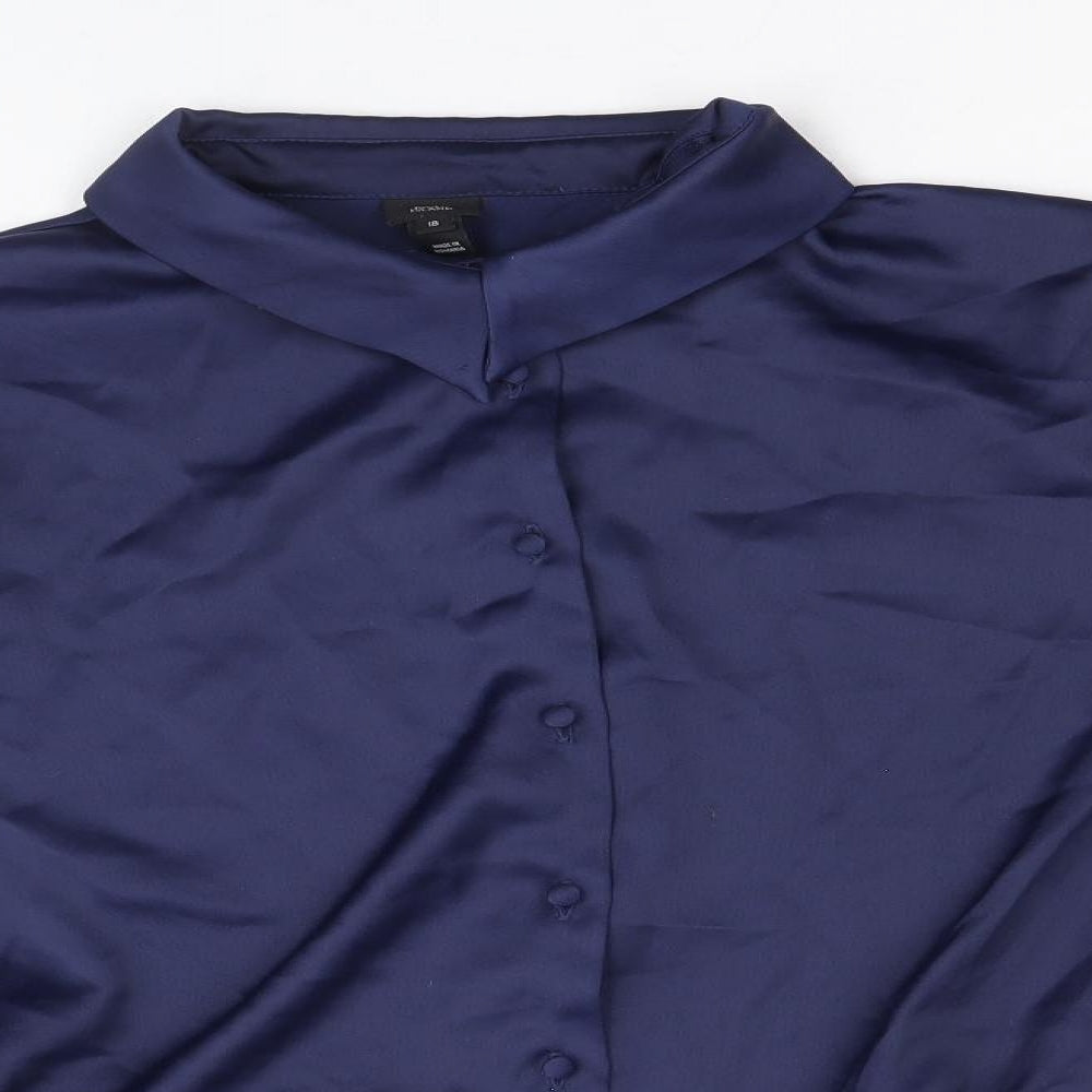 River Island Womens Blue Polyester Basic Button-Up Size 18 Collared