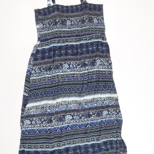 Damart Womens Blue Geometric Viscose A-Line Size 18 Square Neck Pullover