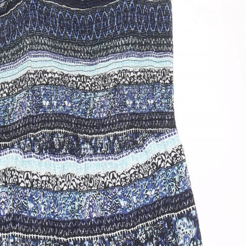 Damart Womens Blue Geometric Viscose A-Line Size 18 Square Neck Pullover