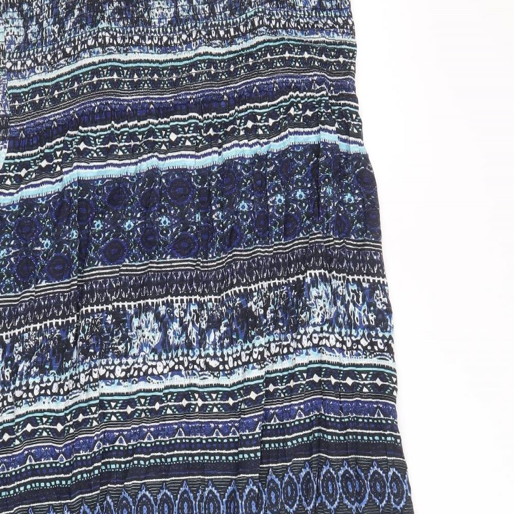 Damart Womens Blue Geometric Viscose A-Line Size 18 Square Neck Pullover