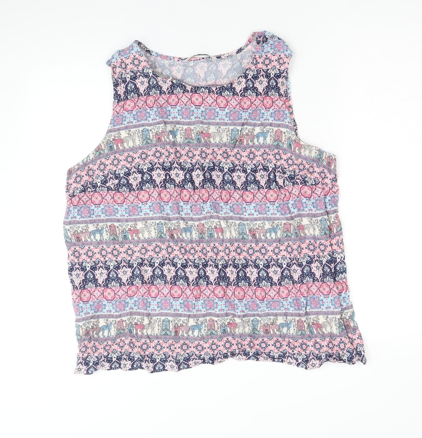 TU Womens Multicoloured Geometric Viscose Basic Tank Size 20 Scoop Neck