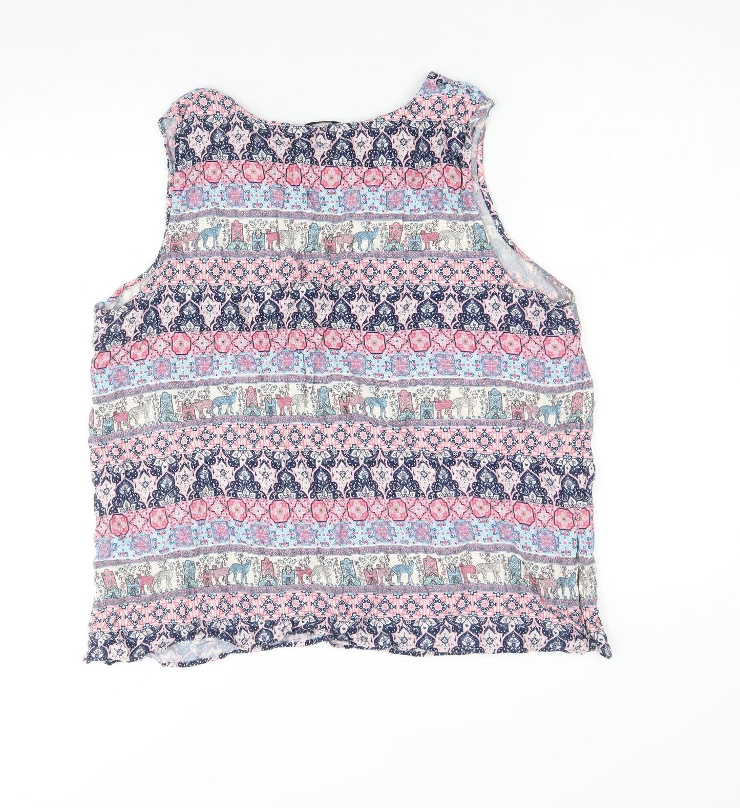 TU Womens Multicoloured Geometric Viscose Basic Tank Size 20 Scoop Neck