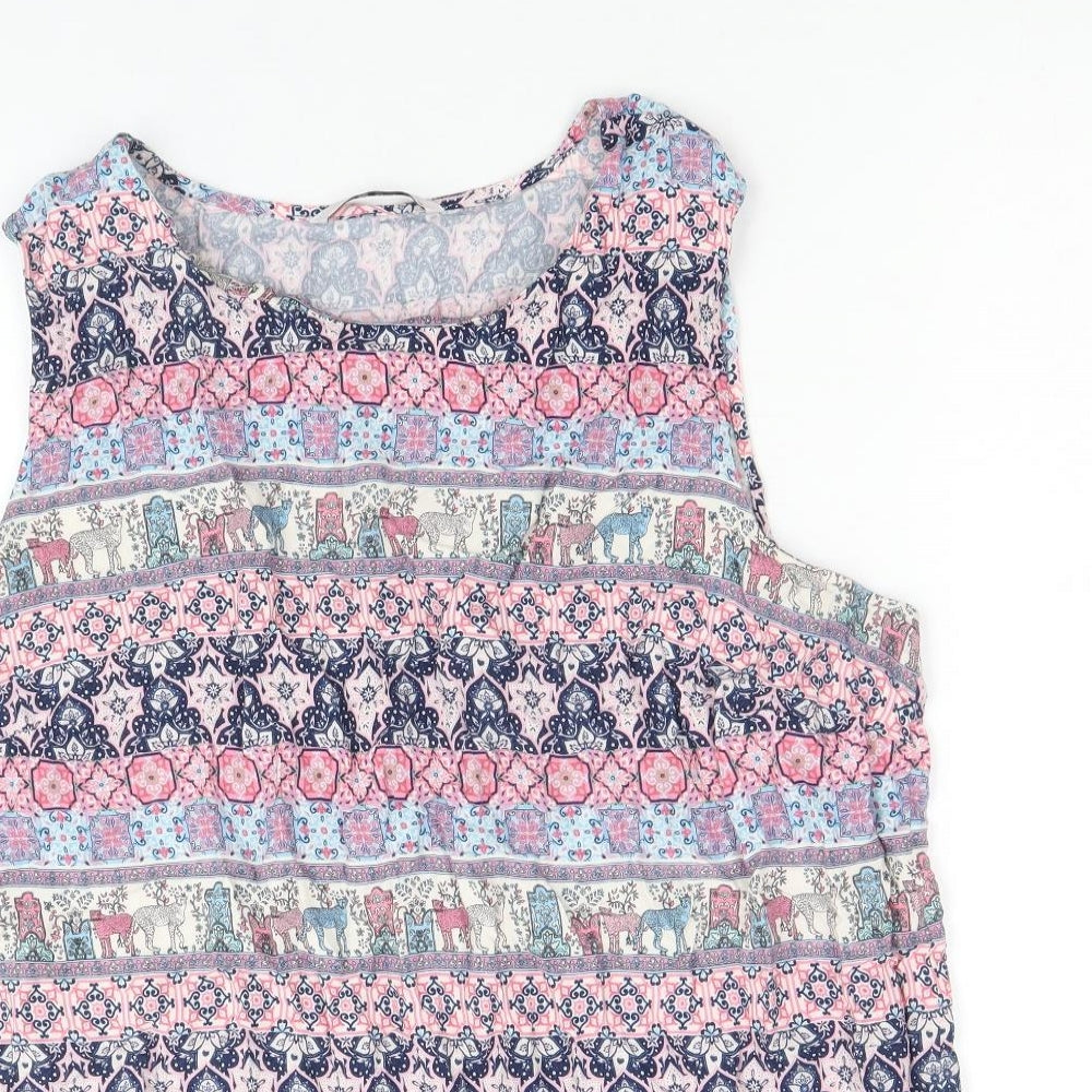 TU Womens Multicoloured Geometric Viscose Basic Tank Size 20 Scoop Neck