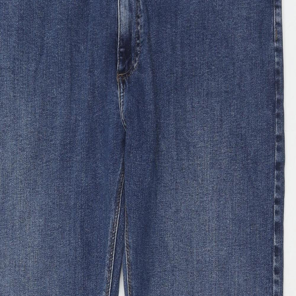 Marks and Spencer Mens Blue Cotton Straight Jeans Size 38 in L29 in Regular Zip