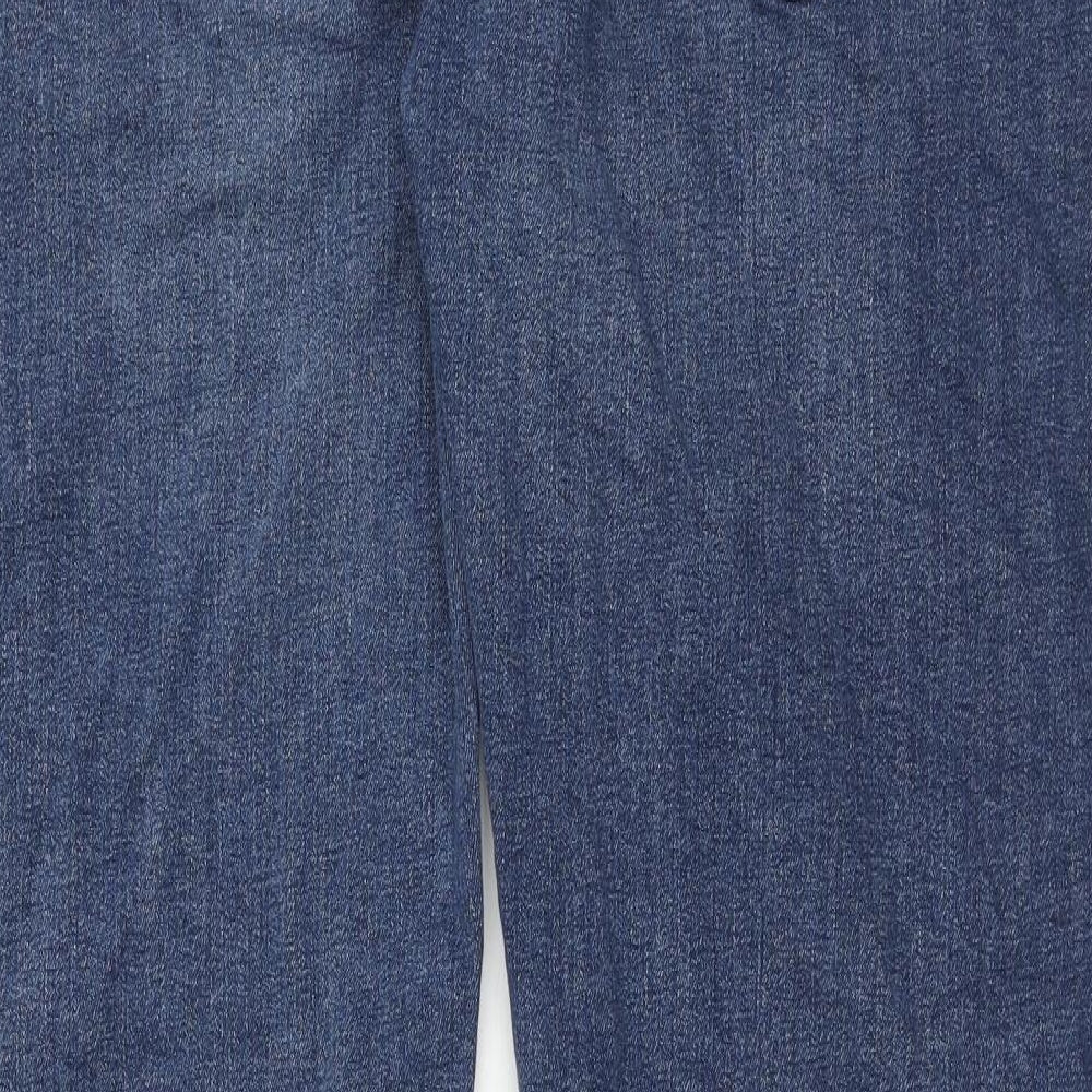 Marks and Spencer Mens Blue Cotton Straight Jeans Size 38 in L29 in Regular Zip