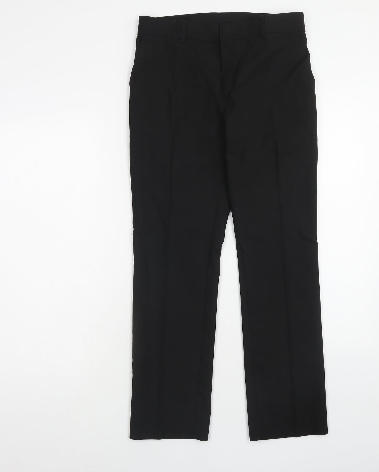 Marks and Spencer Boys Black Polyester Dress Pants Trousers Size 12-13 Years Regular Hook & Eye