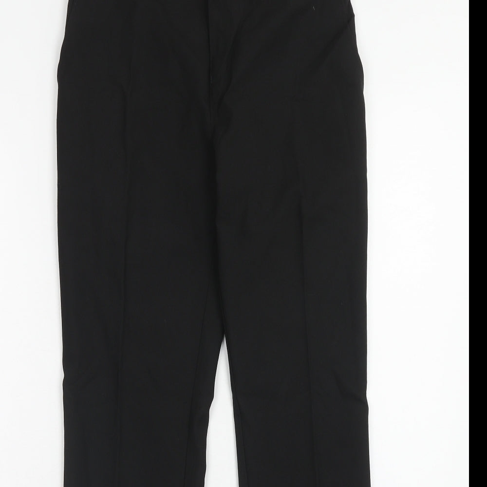 Marks and Spencer Boys Black Polyester Dress Pants Trousers Size 12-13 Years Regular Hook & Eye