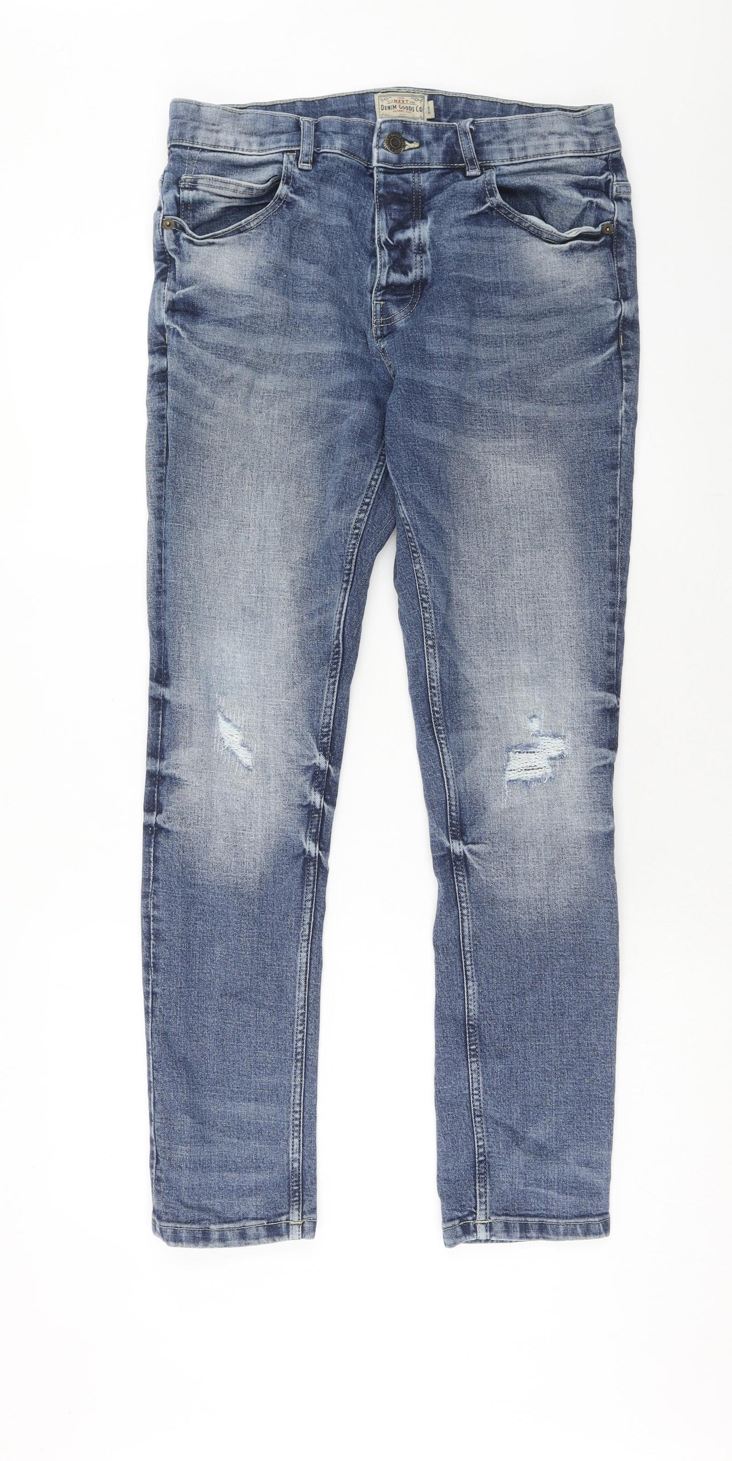 NEXT Mens Blue Cotton Skinny Jeans Size 32 in L31 in Regular Button