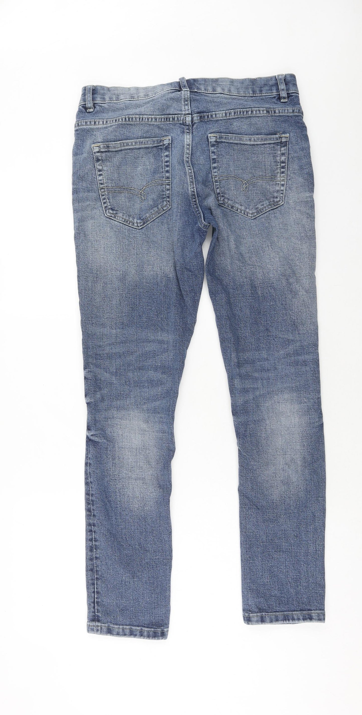 NEXT Mens Blue Cotton Skinny Jeans Size 32 in L31 in Regular Button