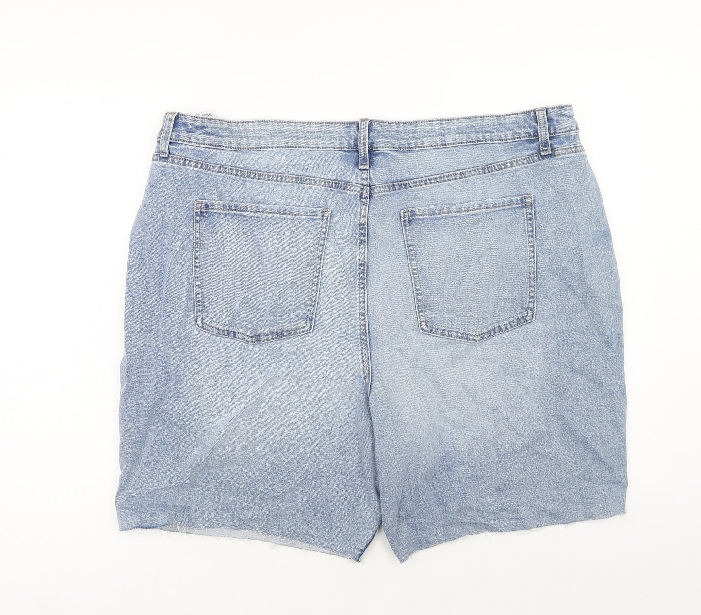 Marks and Spencer Womens Blue Cotton Bermuda Shorts Size 22 Regular Zip