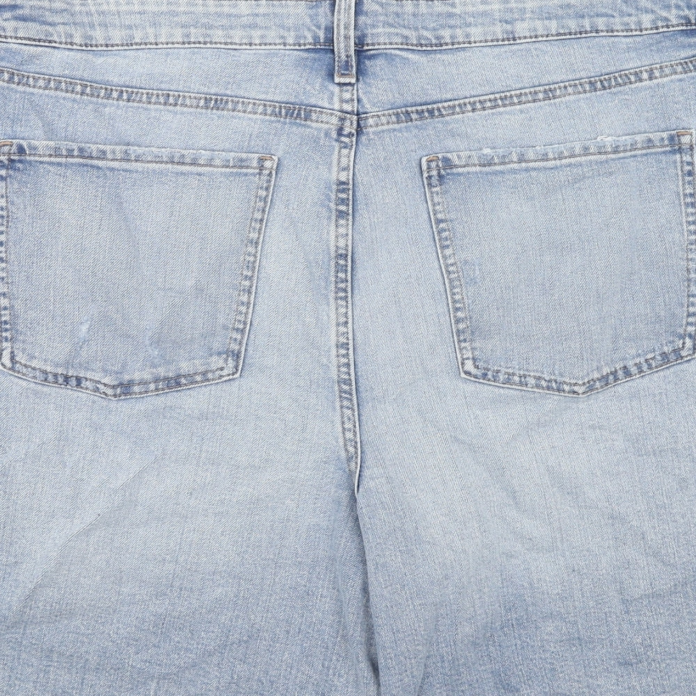 Marks and Spencer Womens Blue Cotton Bermuda Shorts Size 22 Regular Zip