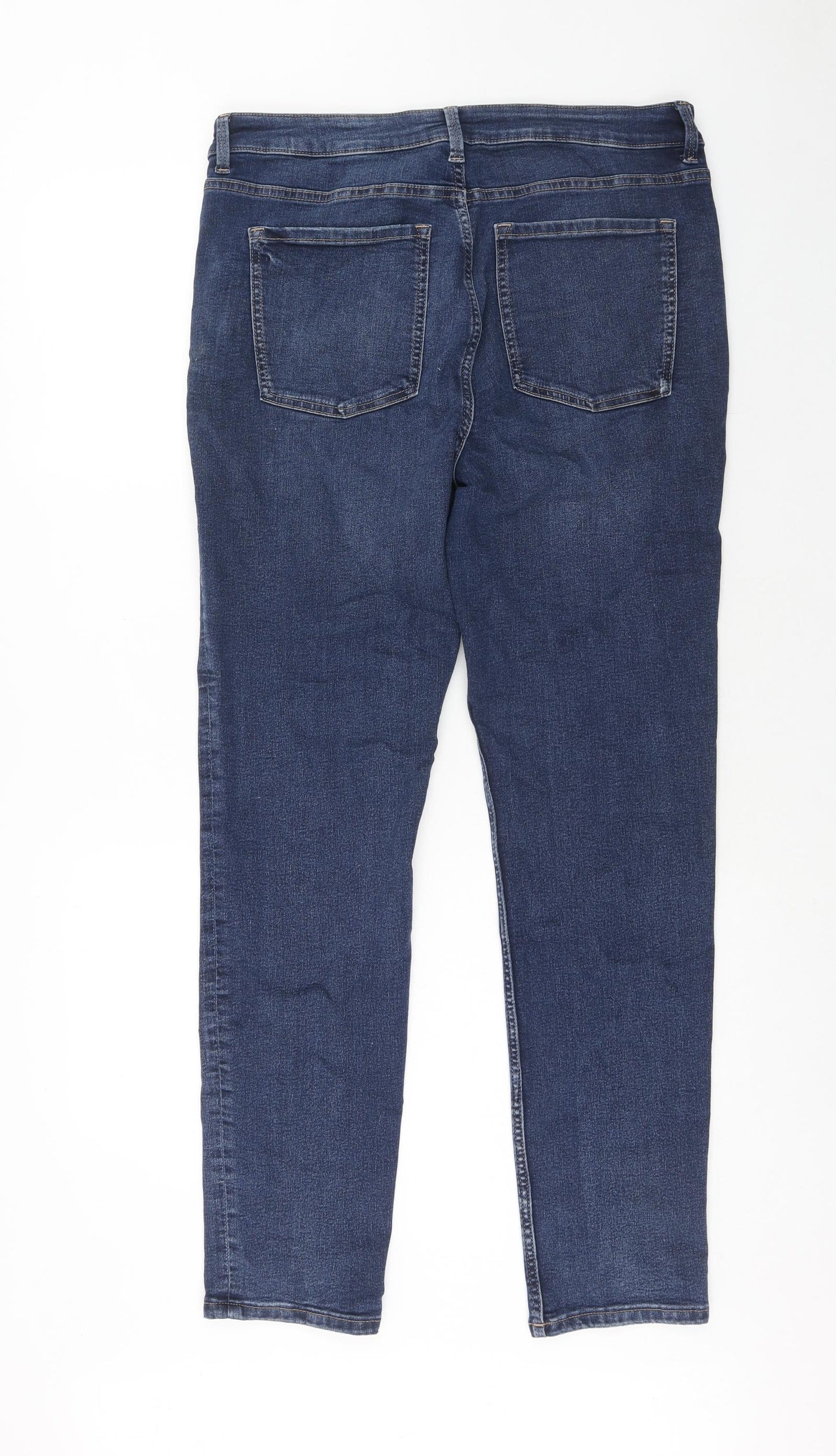 Marks and Spencer Womens Blue Cotton Skinny Jeans Size 16 Slim Zip