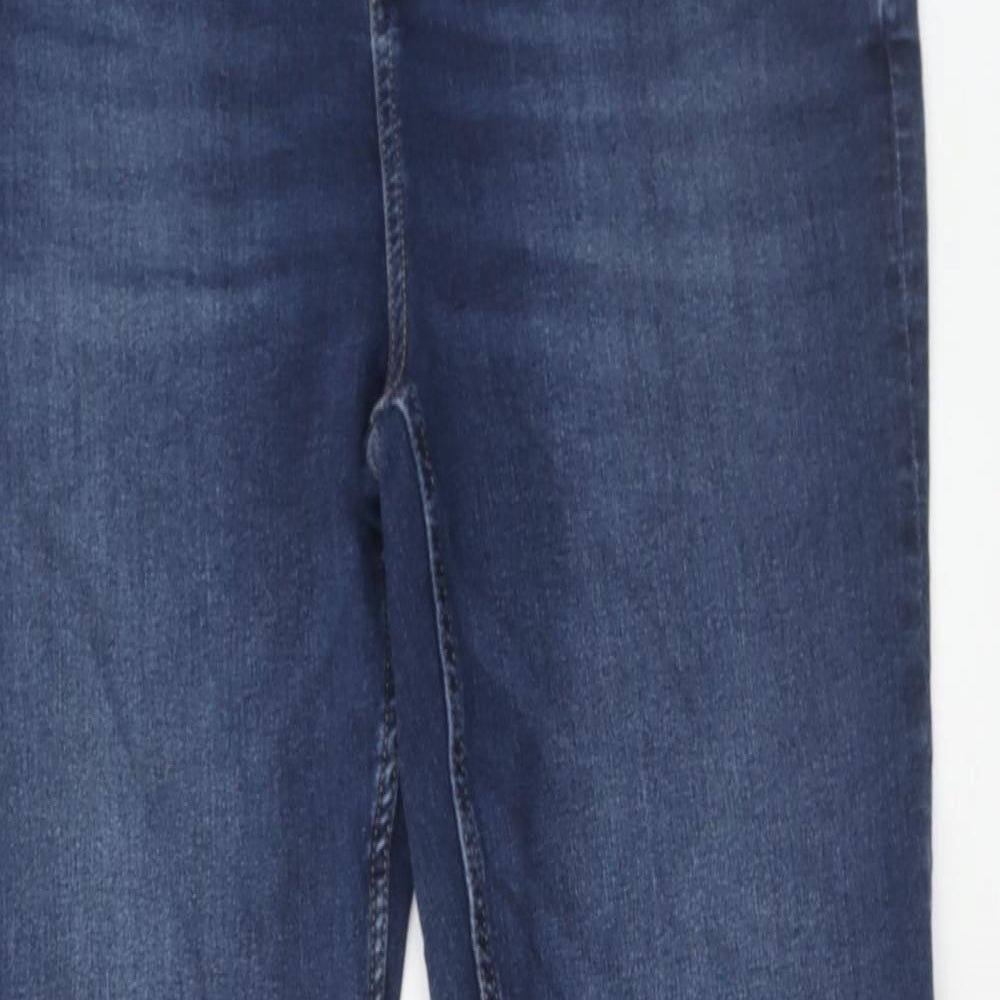 Marks and Spencer Womens Blue Cotton Skinny Jeans Size 16 Slim Zip