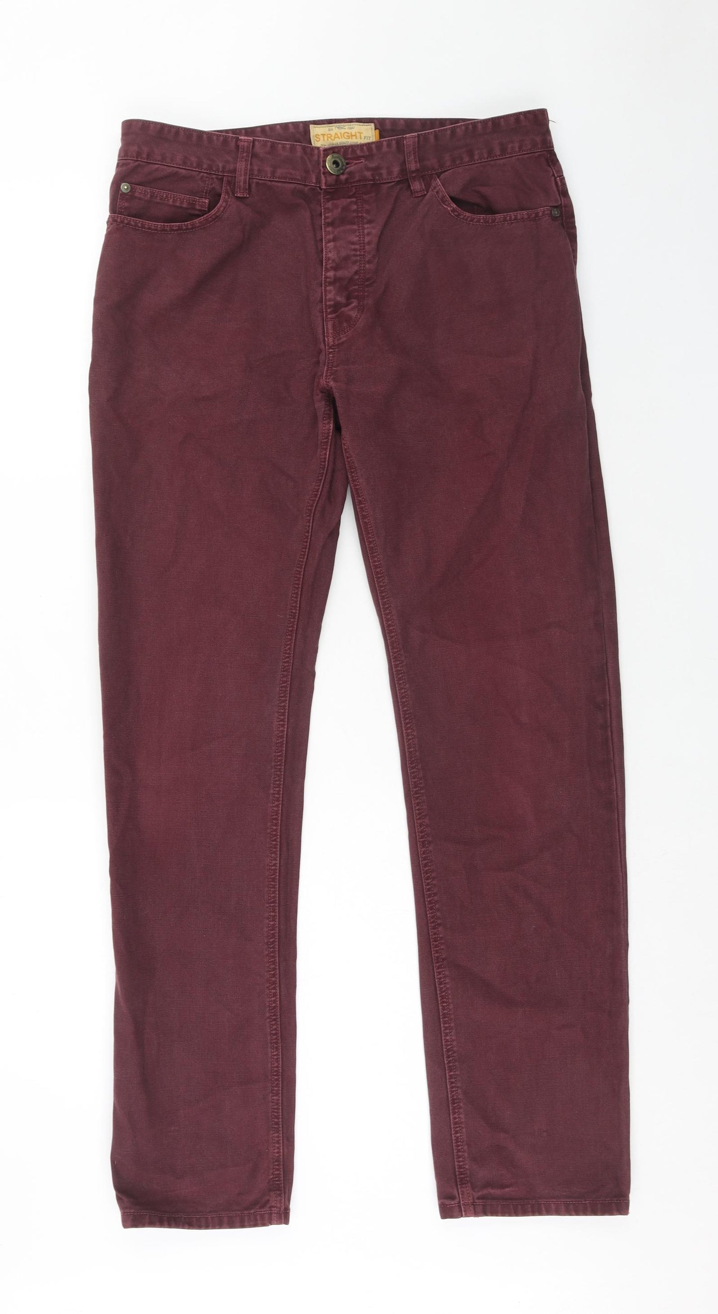 NEXT Mens Red Cotton Straight Jeans Size 32 in L31 in Regular Zip