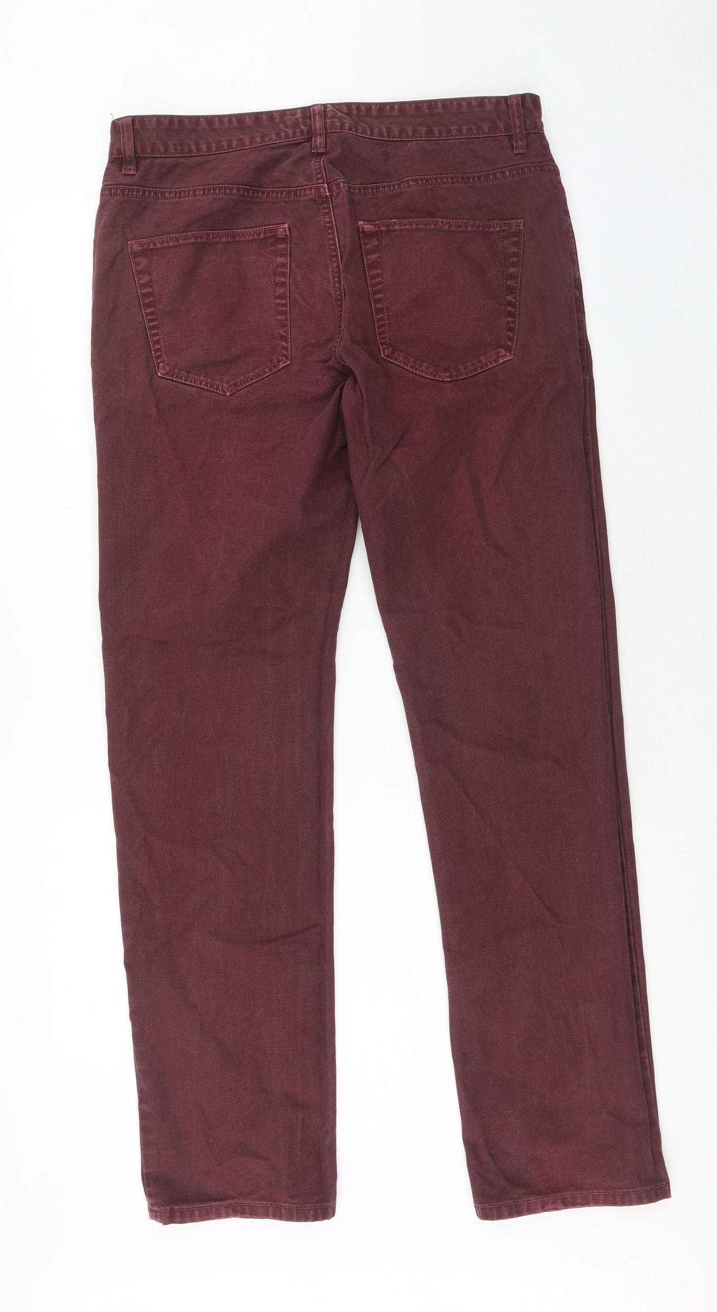 NEXT Mens Red Cotton Straight Jeans Size 32 in L31 in Regular Zip