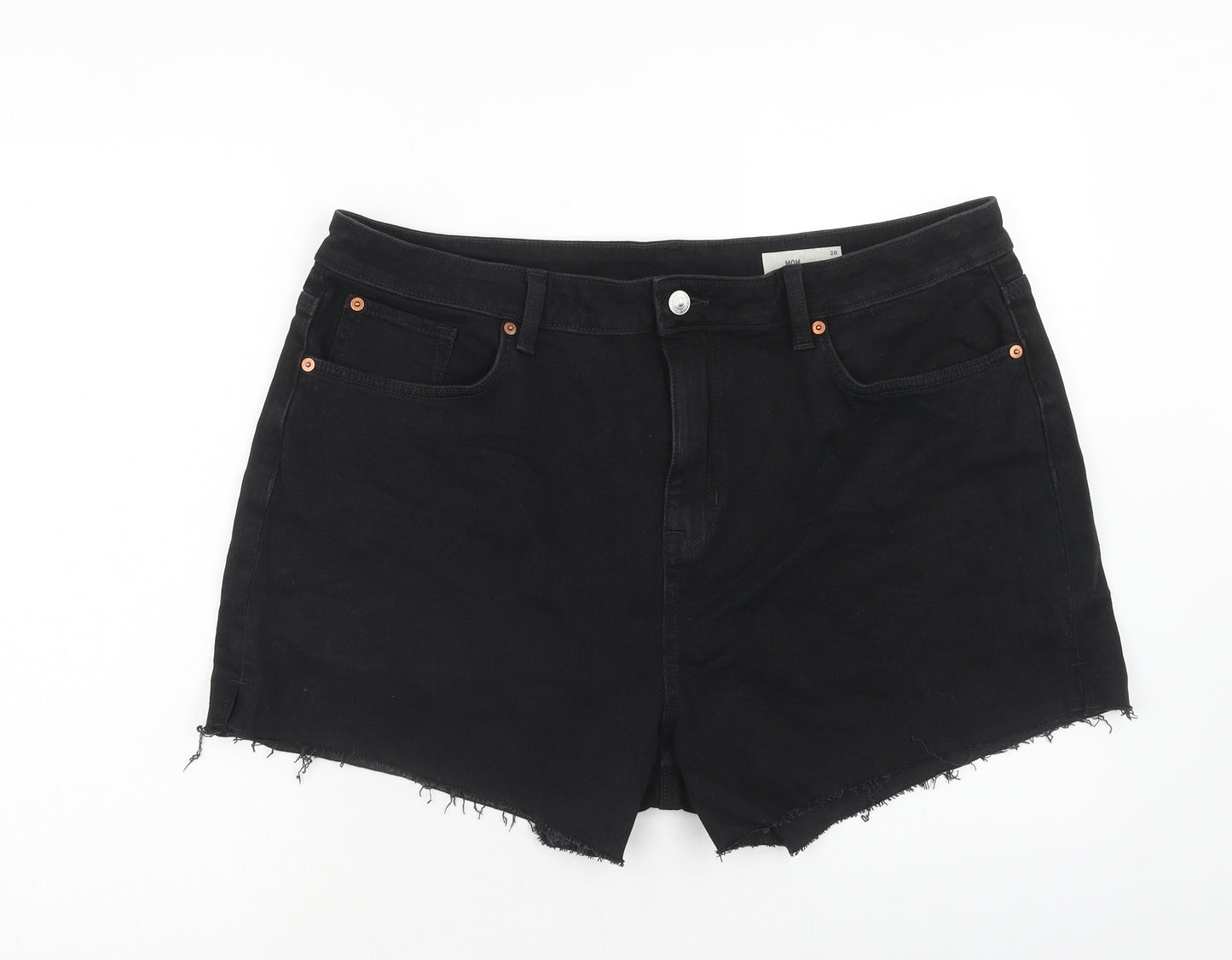 Marks and Spencer Womens Black Cotton Cut-Off Shorts Size 20 Regular Zip