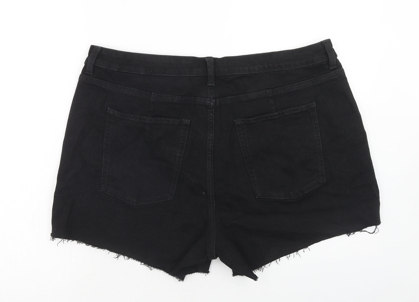 Marks and Spencer Womens Black Cotton Cut-Off Shorts Size 20 Regular Zip