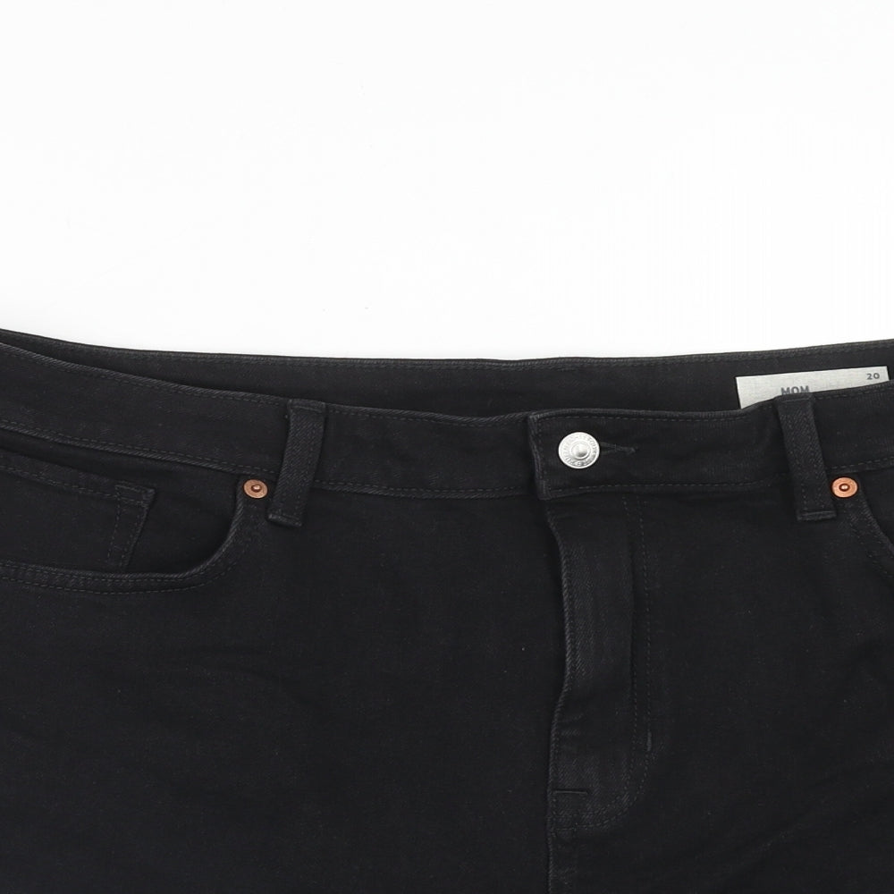 Marks and Spencer Womens Black Cotton Cut-Off Shorts Size 20 Regular Zip