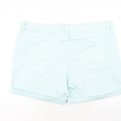 Marks and Spencer Womens Blue Cotton Boyfriend Shorts Size 2XS Regular Zip