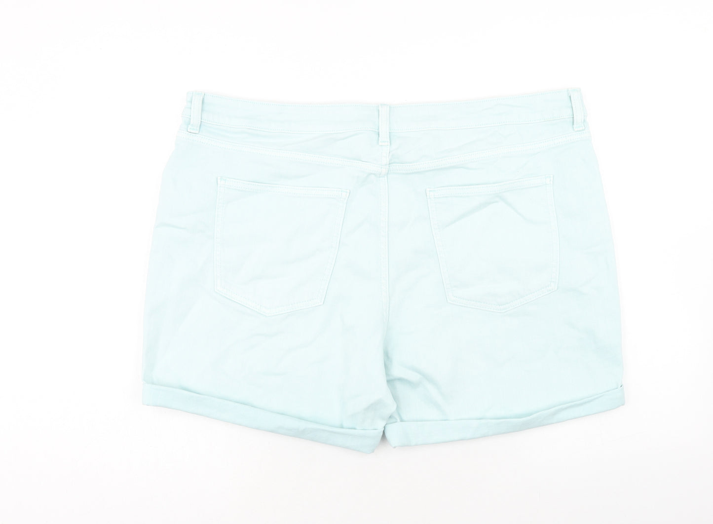 Marks and Spencer Womens Blue Cotton Boyfriend Shorts Size 2XS Regular Zip