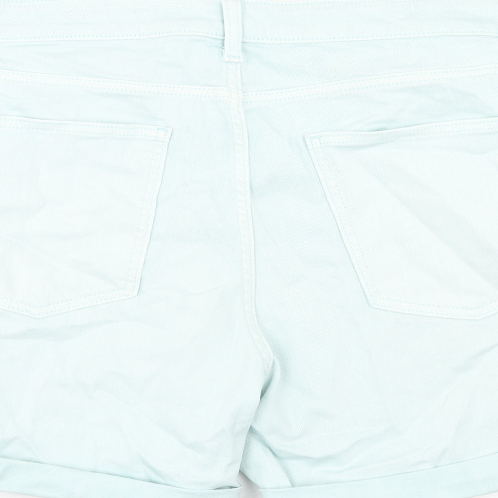 Marks and Spencer Womens Blue Cotton Boyfriend Shorts Size 22 Regular Zip