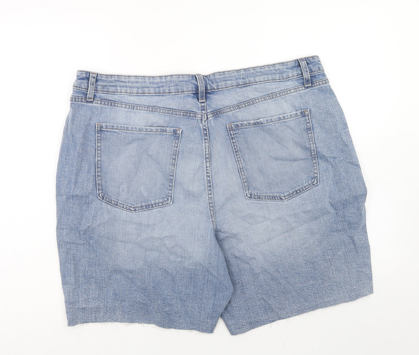Marks and Spencer Womens Blue Cotton Cut-Off Shorts Size 20 Regular Zip
