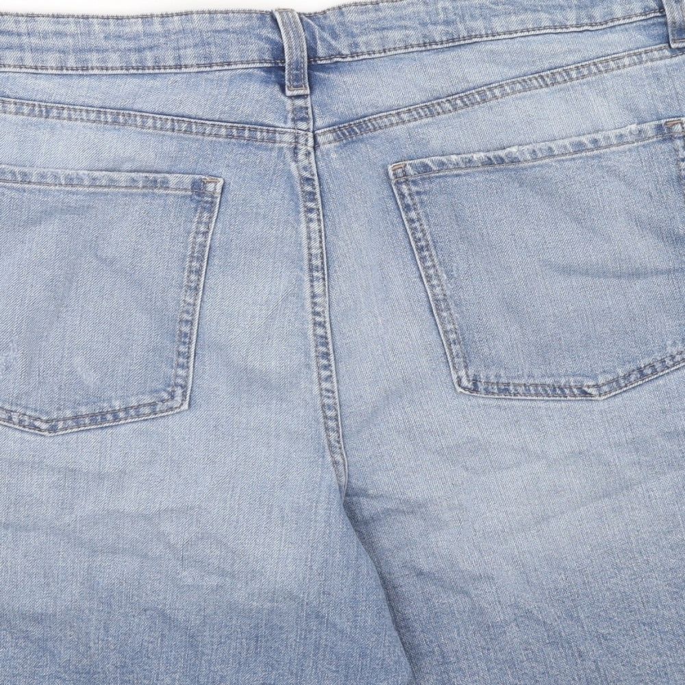 Marks and Spencer Womens Blue Cotton Cut-Off Shorts Size 20 Regular Zip