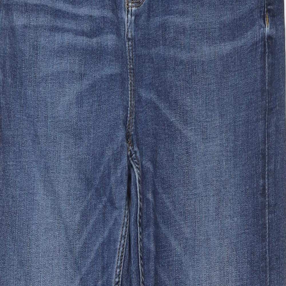 Marks and Spencer Womens Blue Cotton Straight Jeans Size 30 in Regular Zip