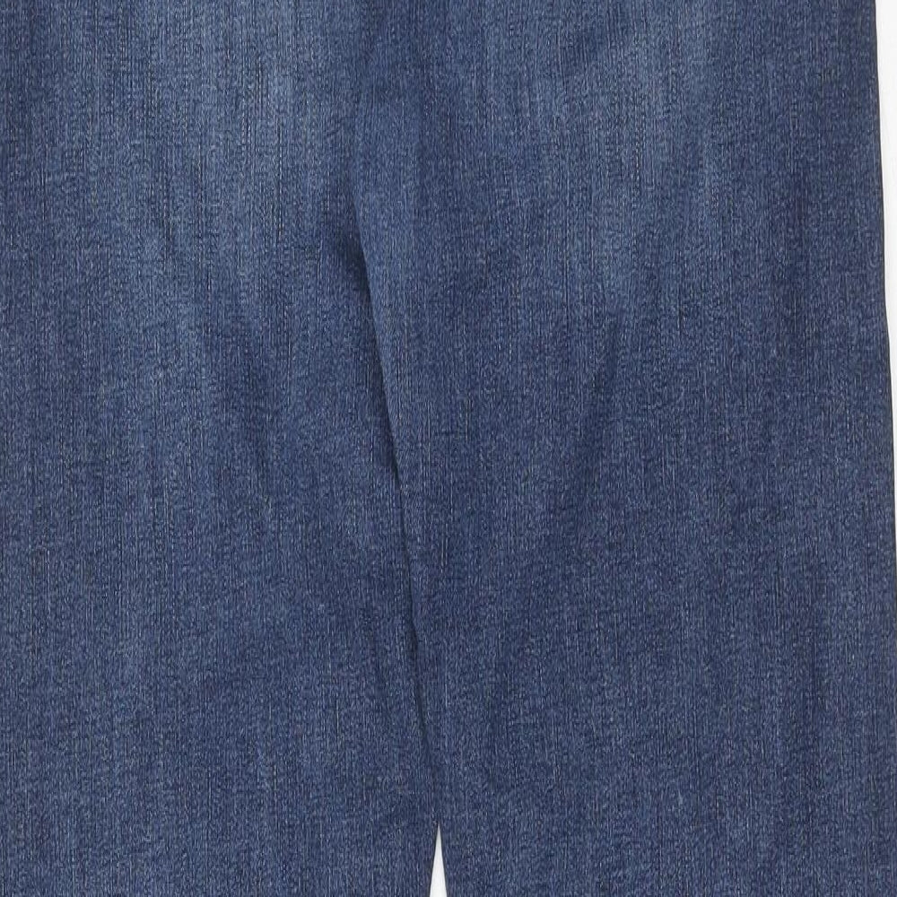 Marks and Spencer Womens Blue Cotton Straight Jeans Size 30 in Regular Zip