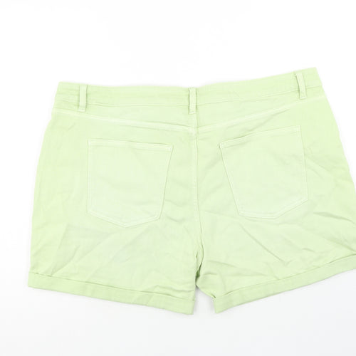 Marks and Spencer Womens Green Cotton Boyfriend Shorts Size 22 Regular Zip