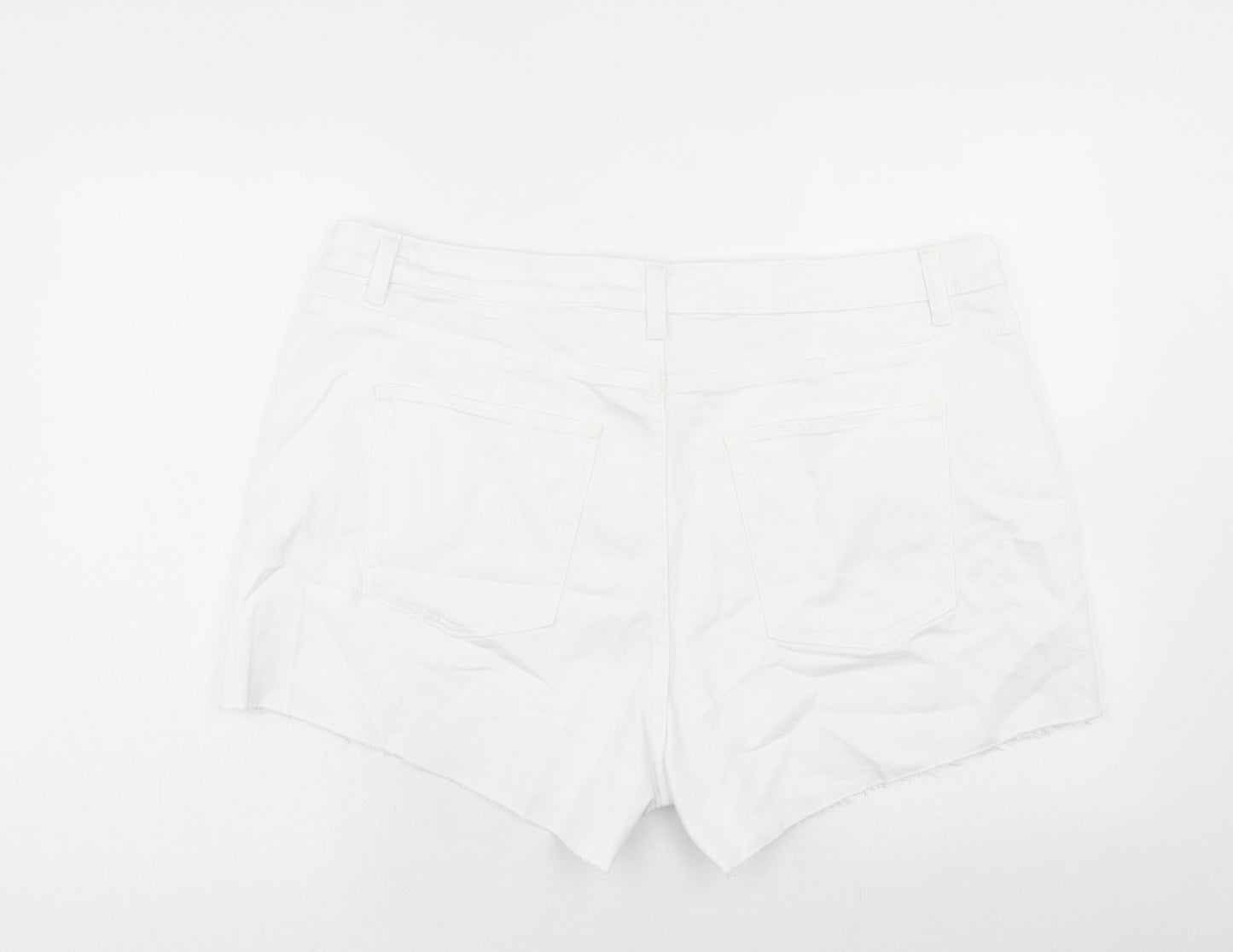 Marks and Spencer Womens White Cotton Mom Shorts Size 22 Regular Zip