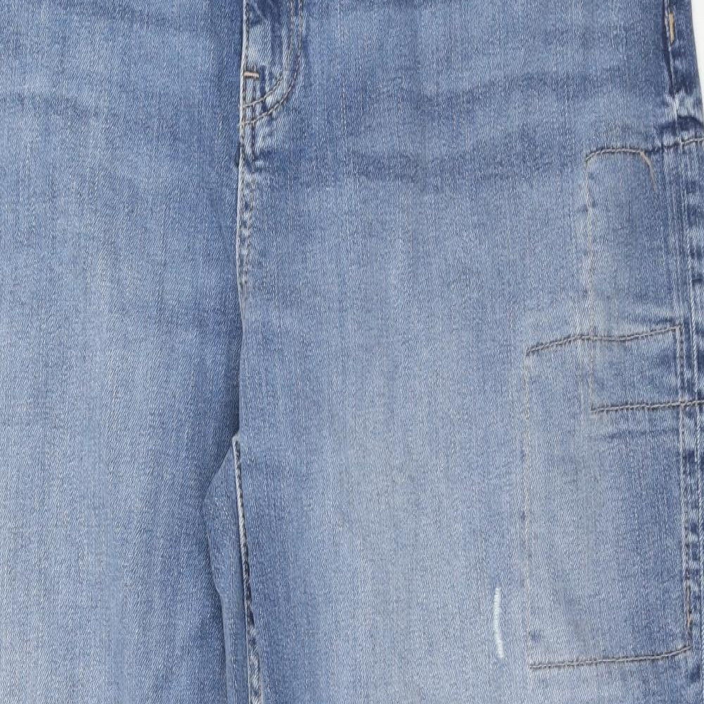 Marks and Spencer Womens Blue Cotton Boyfriend Jeans Size 20 Regular Zip