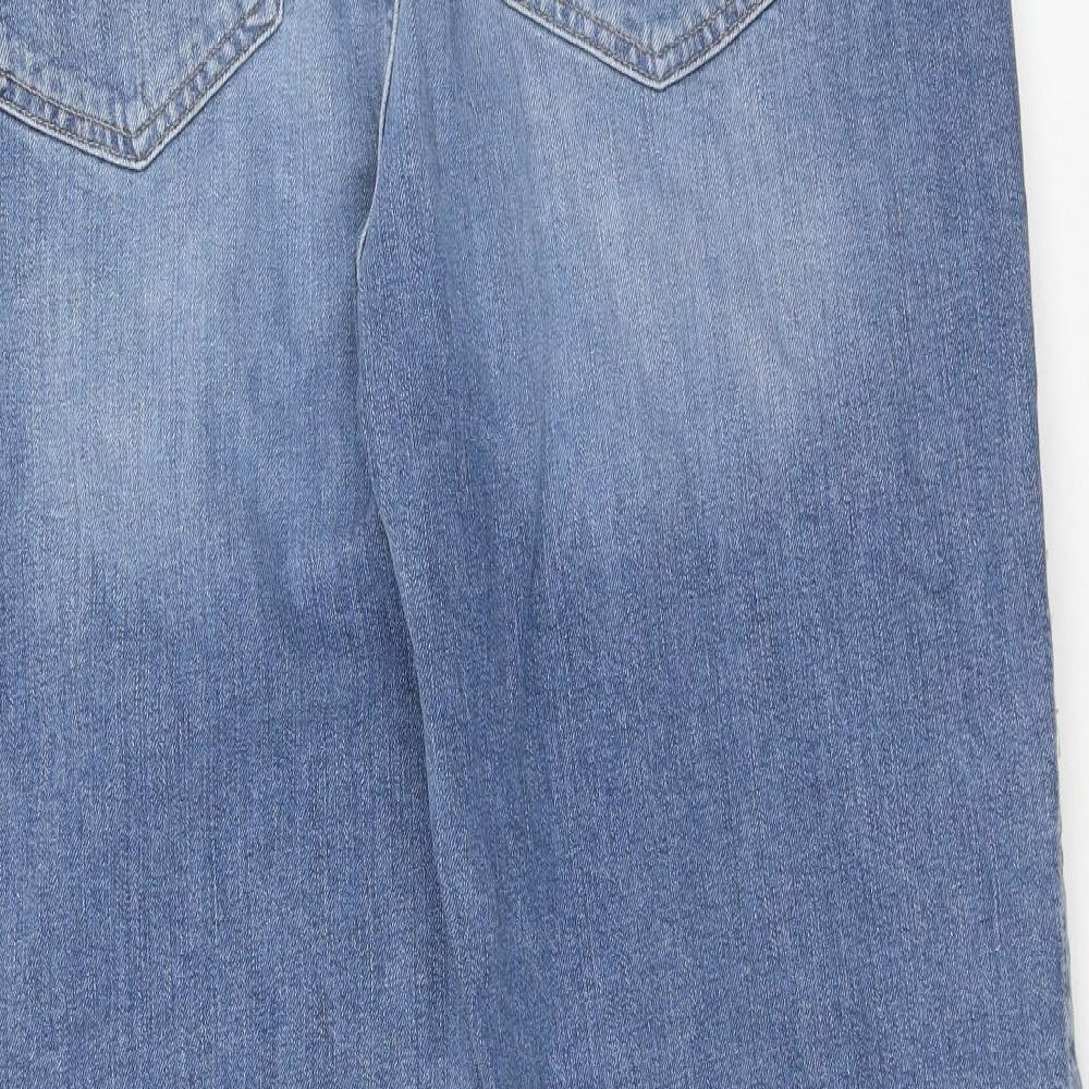 Marks and Spencer Womens Blue Cotton Boyfriend Jeans Size 20 Regular Zip