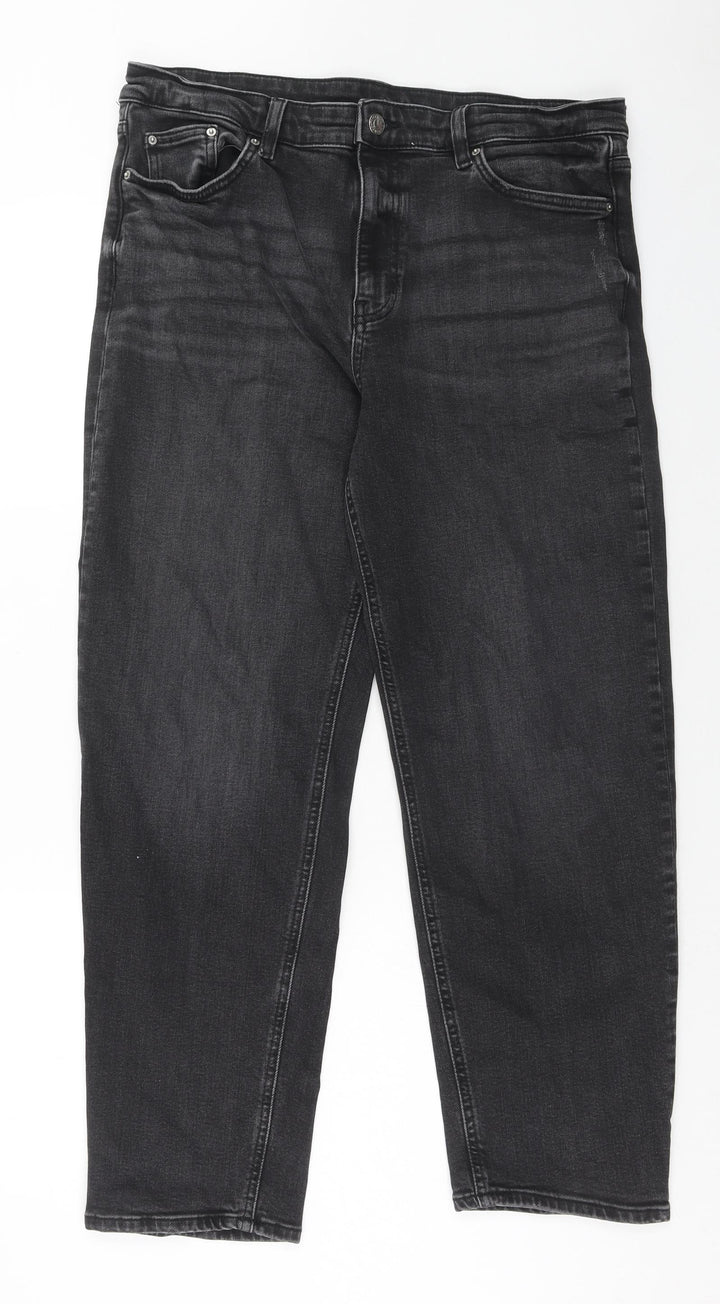 Eighty Eight Womens Black Cotton Straight Jeans Size 36 in Regular Zip
