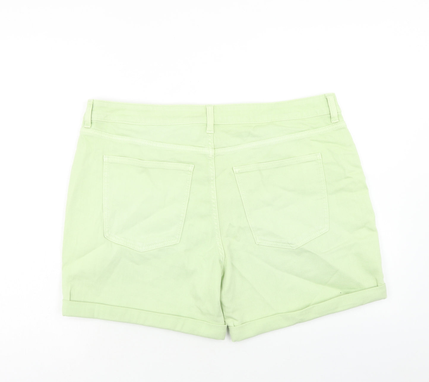 Marks and Spencer Womens Green Cotton Boyfriend Shorts Size 18 Regular Zip