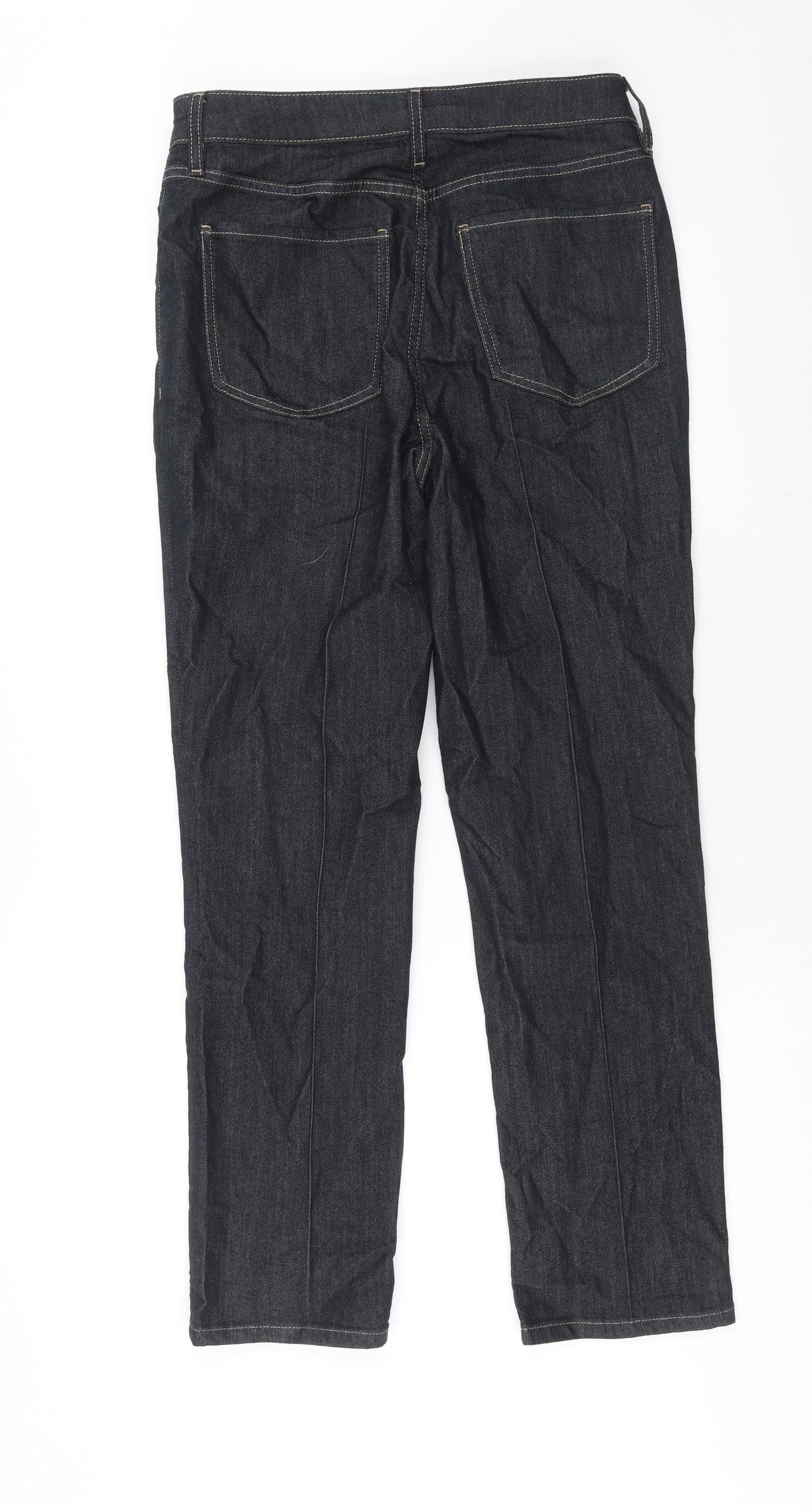 Marks and Spencer Womens Blue Cotton Straight Jeans Size 12 Regular Zip