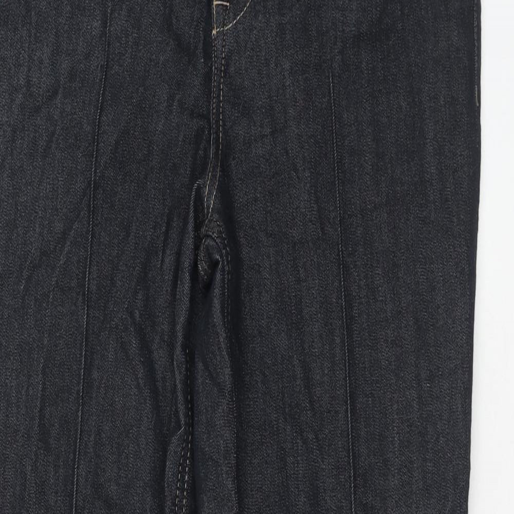 Marks and Spencer Womens Blue Cotton Straight Jeans Size 12 Regular Zip