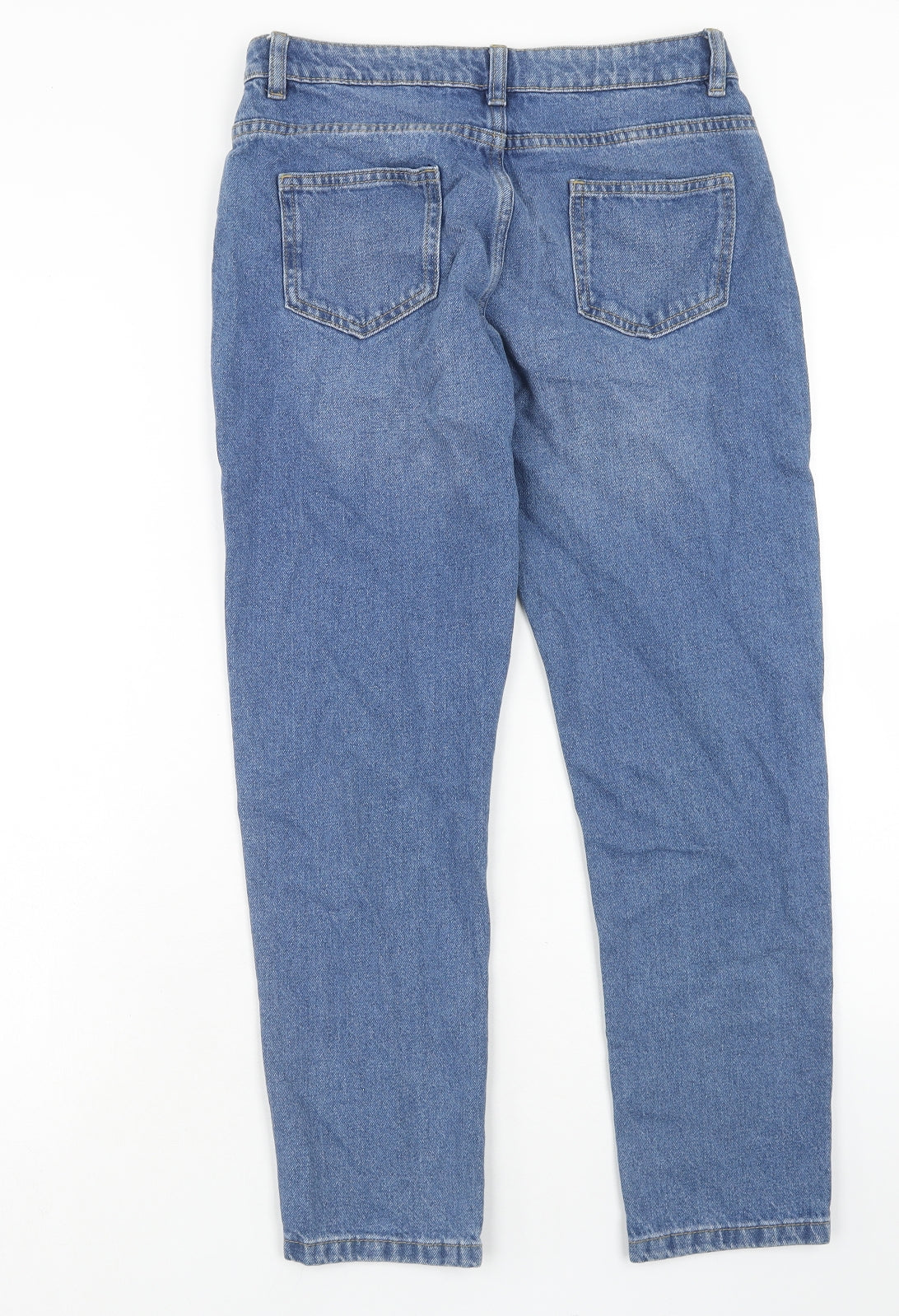 Marks and Spencer Girls Blue Cotton Straight Jeans Size 12-13 Years Regular Zip
