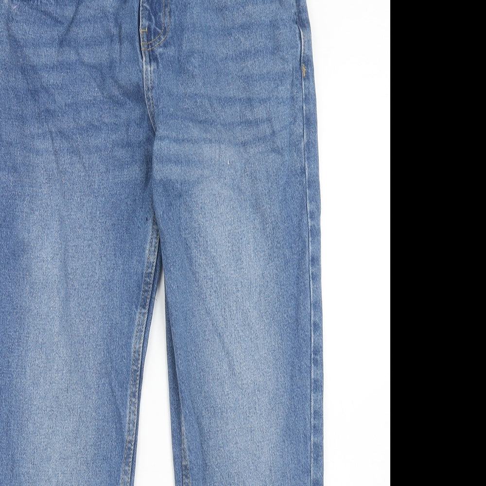 Marks and Spencer Girls Blue Cotton Straight Jeans Size 12-13 Years Regular Zip
