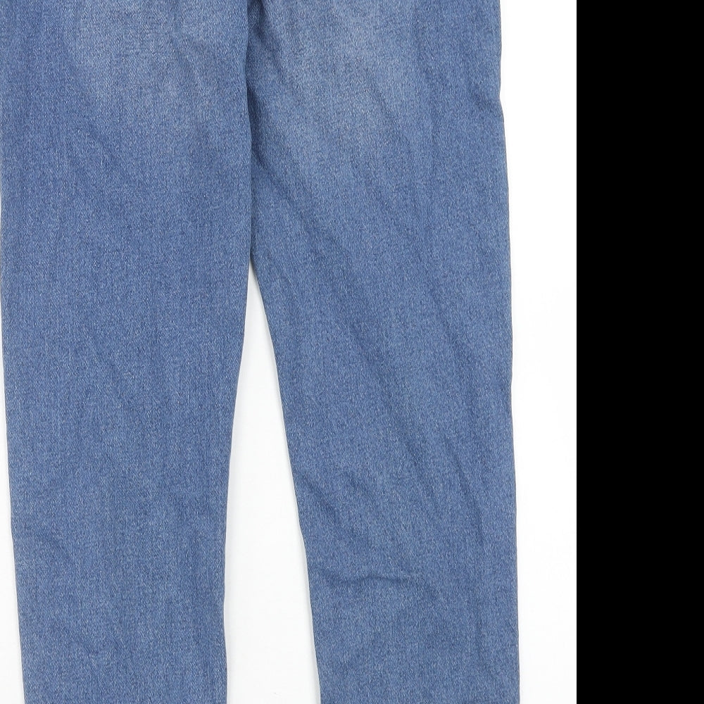 Marks and Spencer Girls Blue Cotton Straight Jeans Size 12-13 Years Regular Zip