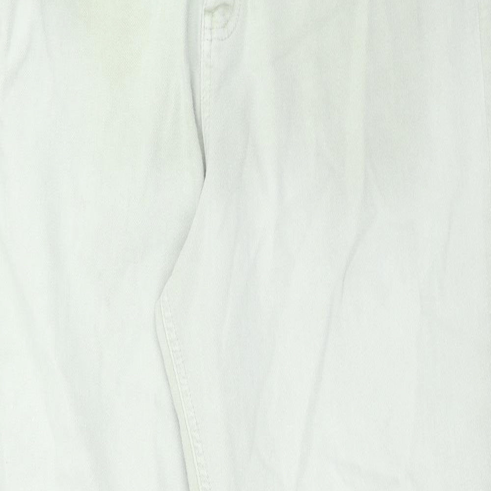 Marks and Spencer Womens Green Cotton Boyfriend Jeans Size 18 Regular Zip