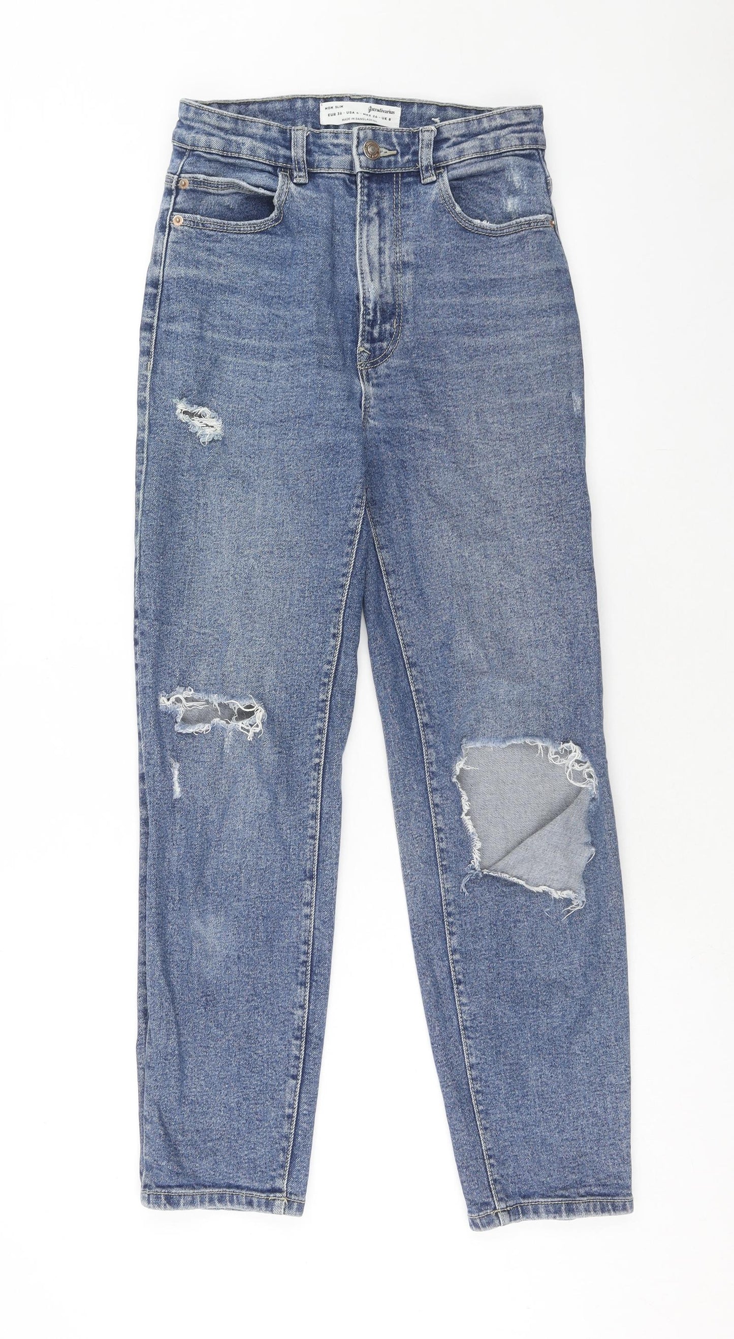 Stradivarius Womens Blue Cotton Skinny Jeans Size 8 Regular Zip