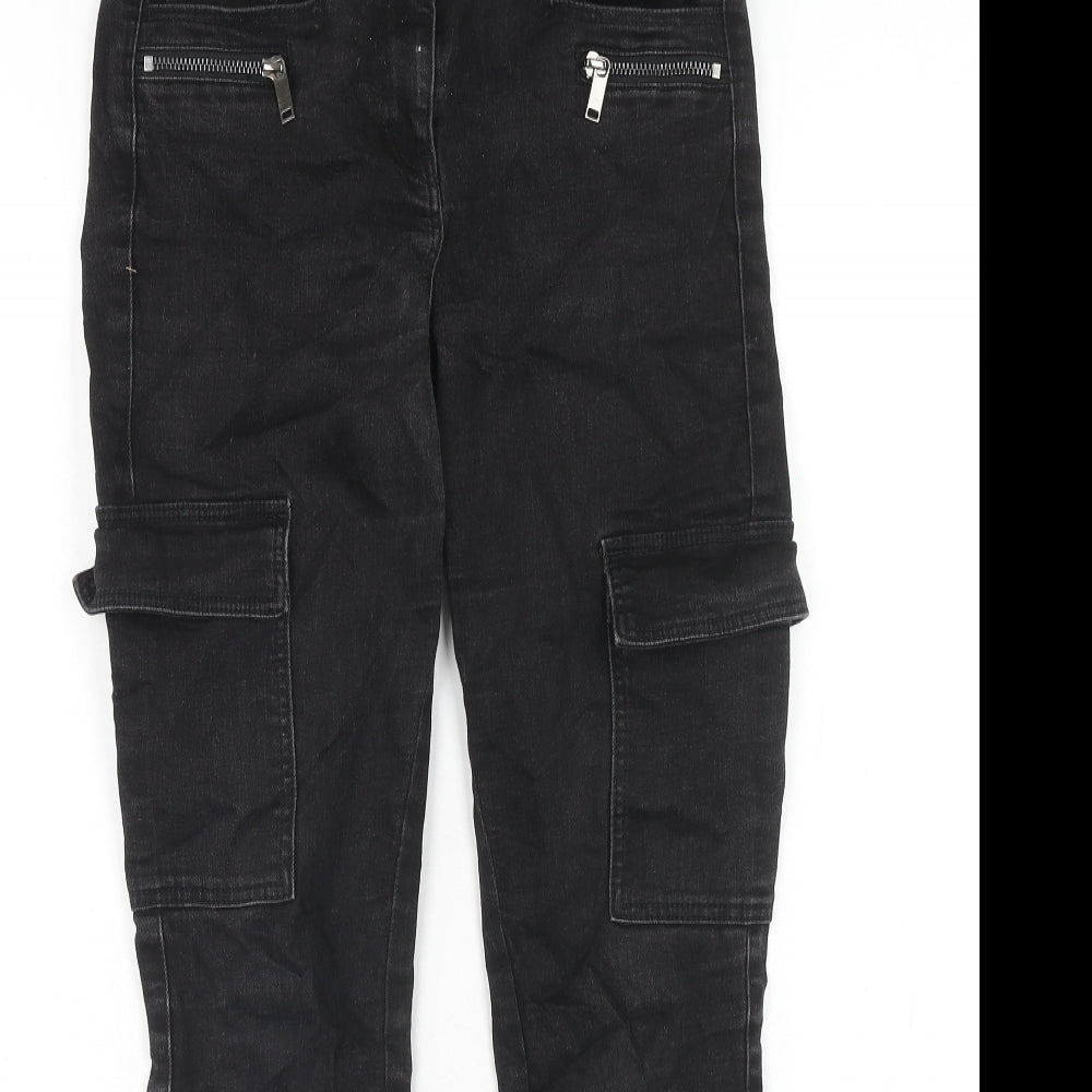 NEXT Womens Black Cotton Skinny Jeans Size 6 Regular Zip