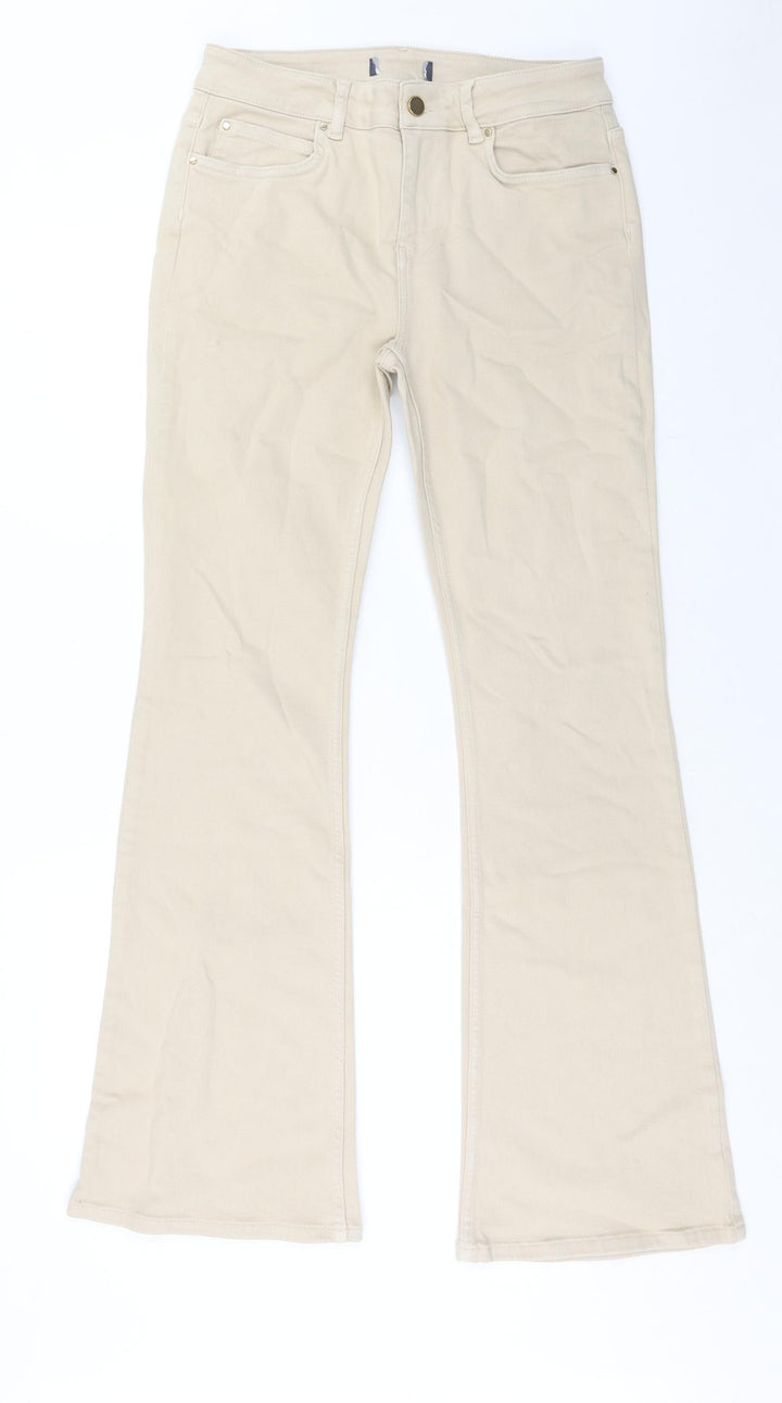 Preworn Womens Brown Cotton Wide-Leg Jeans Size 30 in Regular Zip