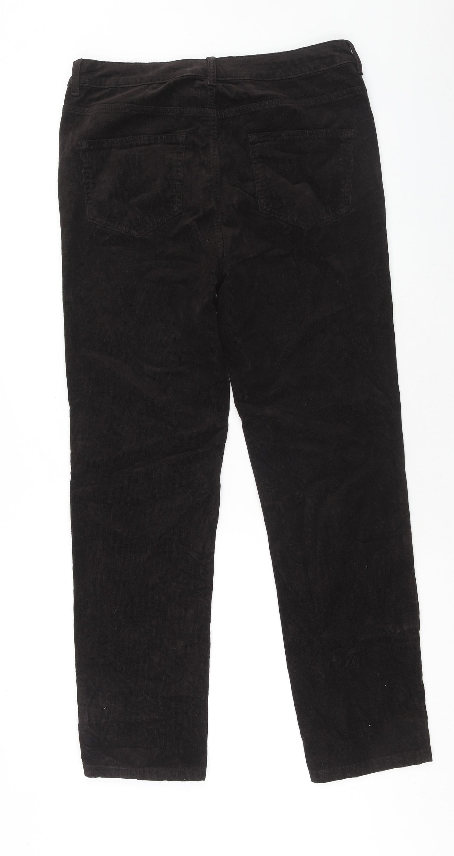 Marks and Spencer Womens Brown Cotton Trousers Size 14 Regular Zip
