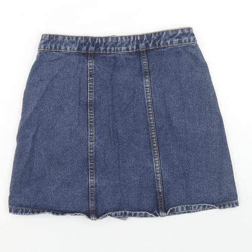 Denim & Co. Womens Blue Cotton Straight & Pencil Skirt Size 8 Button