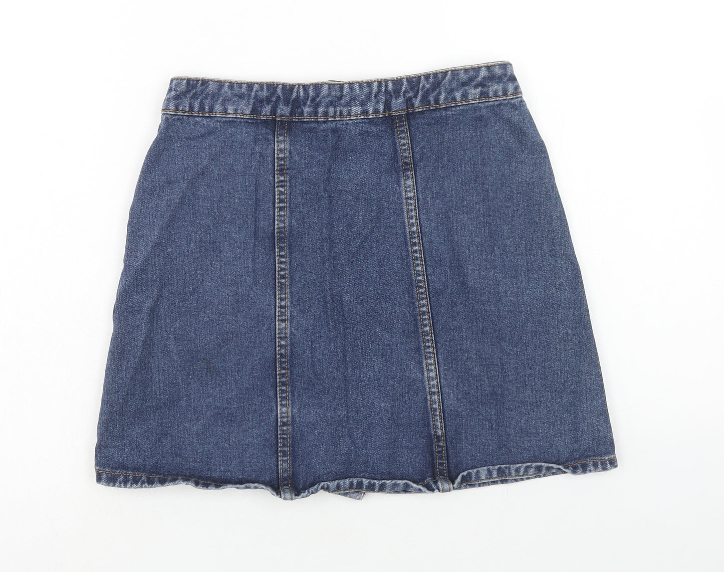 Denim & Co. Womens Blue Cotton Straight & Pencil Skirt Size 8 Button