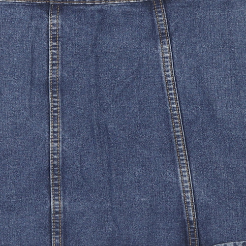 Denim & Co. Womens Blue Cotton Straight & Pencil Skirt Size 8 Button